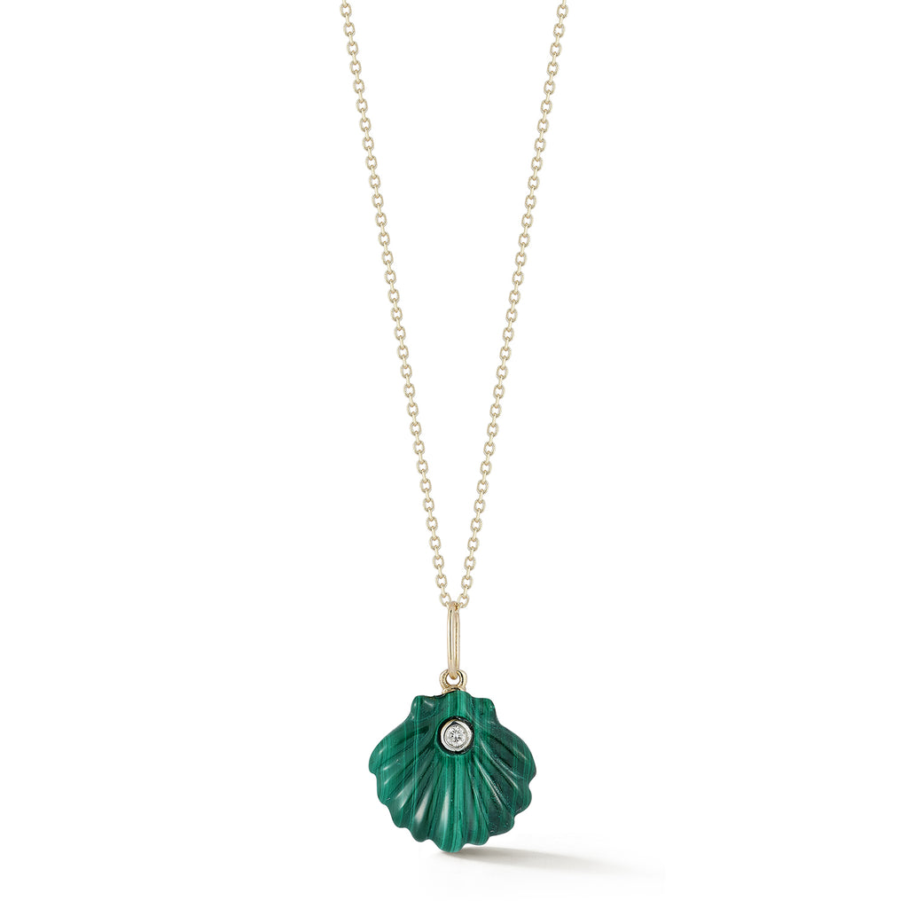14kt Carved Malachite Venus Shell Necklace – MATEO