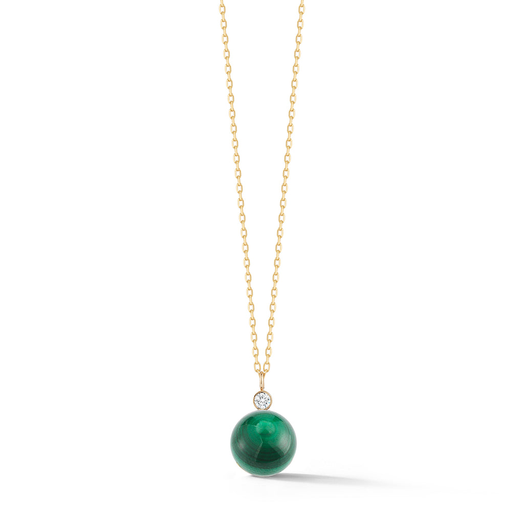 14kt Gold Malachite and Diamond Dot Necklace – MATEO