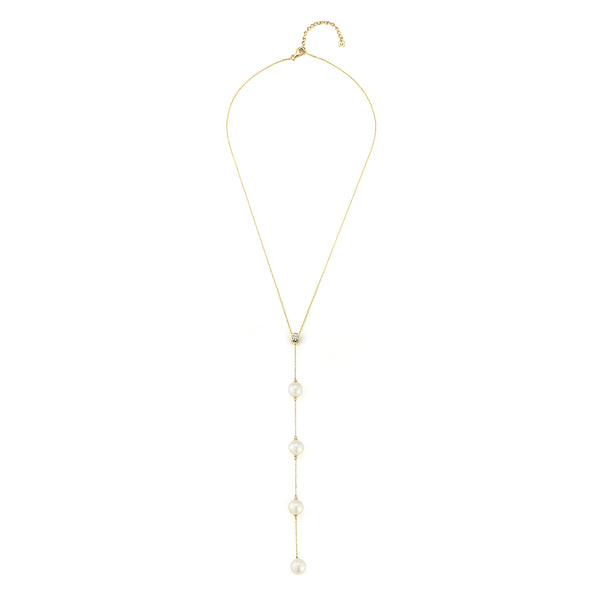 Colar Drizzle Lariat de diamantes e pérolas de 14kt