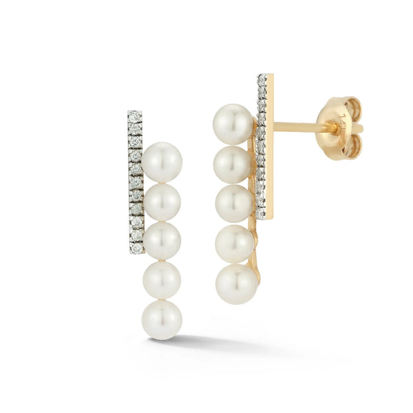 14kt Gold Diamond and Pearl Bypass EarringMATEO Jewelry New York