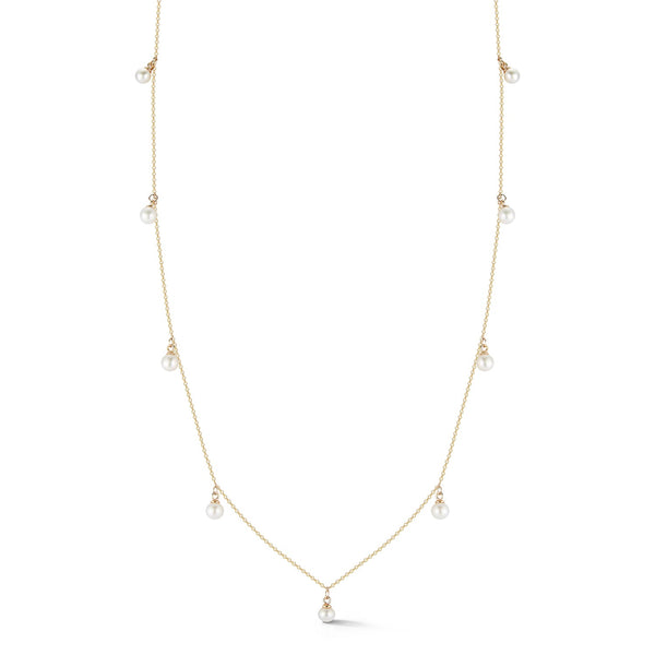 Colar de pérolas delicadas em ouro 14kt