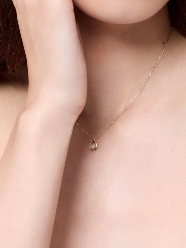 14kt Green Amethyst Bezel Pear Drop NecklaceMATEO Jewelry New York