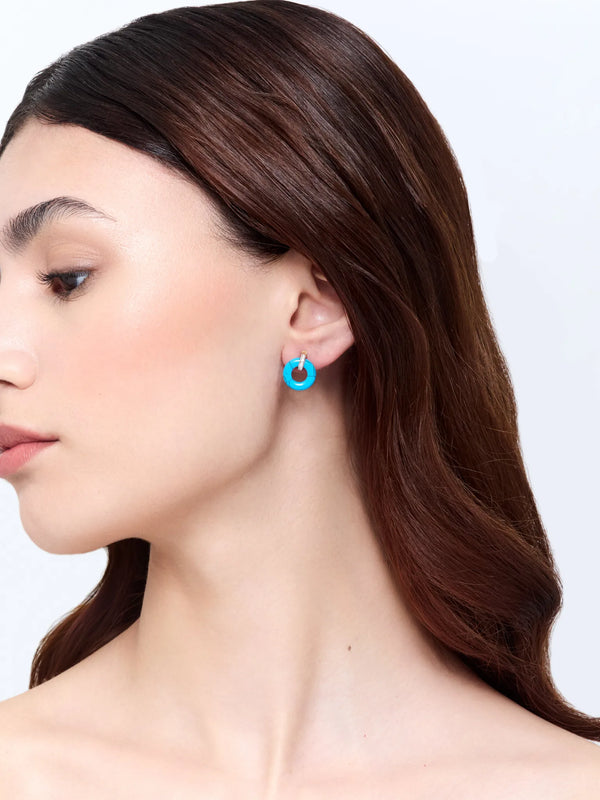 14kt Turquoise Donut and Diamond Door Knocker EarringsMATEO Jewelry New York