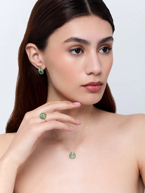14kt Jade Donut and Diamond Door Knocker NecklaceMATEO Jewelry New York