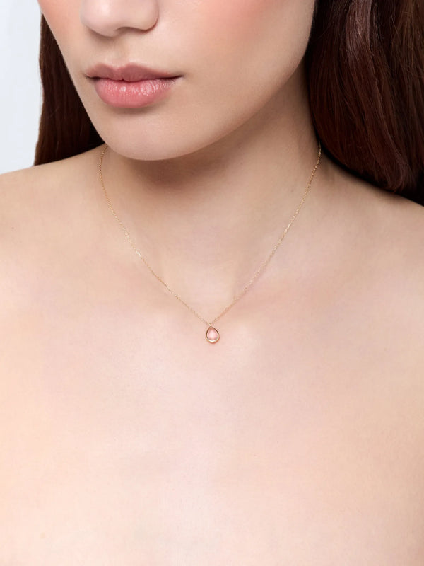 14kt Pink Topaz Bezel Pear Drop NecklaceMATEO Jewelry New York