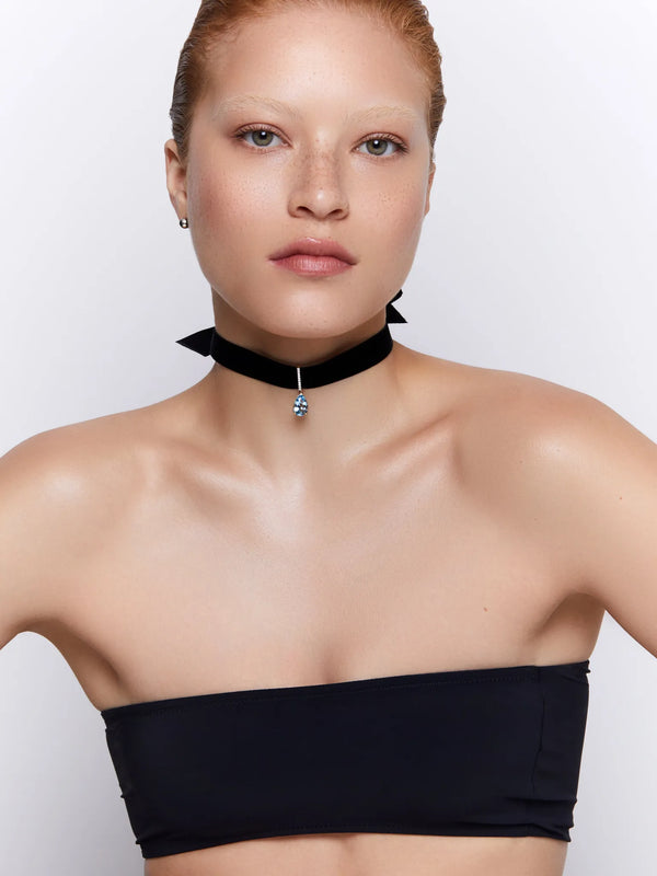 14kt Blue Topaz and Diamond Velvet ChokerMATEO Jewelry New York