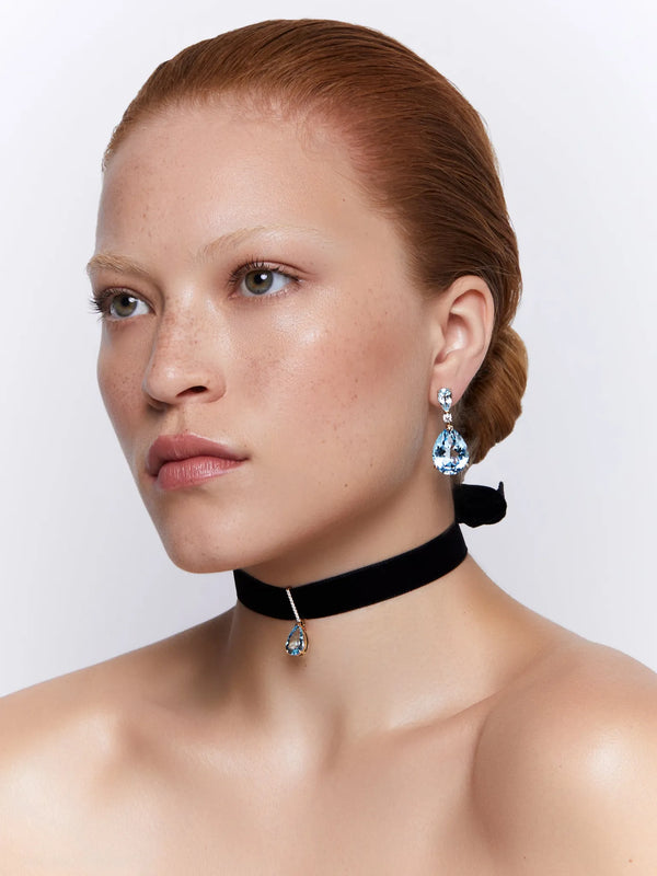 14kt Blue Topaz and Diamond Velvet ChokerMATEO Jewelry New York
