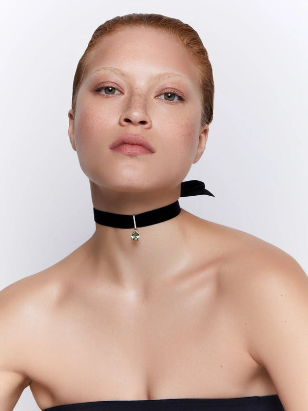 14kt Green Amethyst and Diamond Velvet ChokerMATEO Jewelry New York