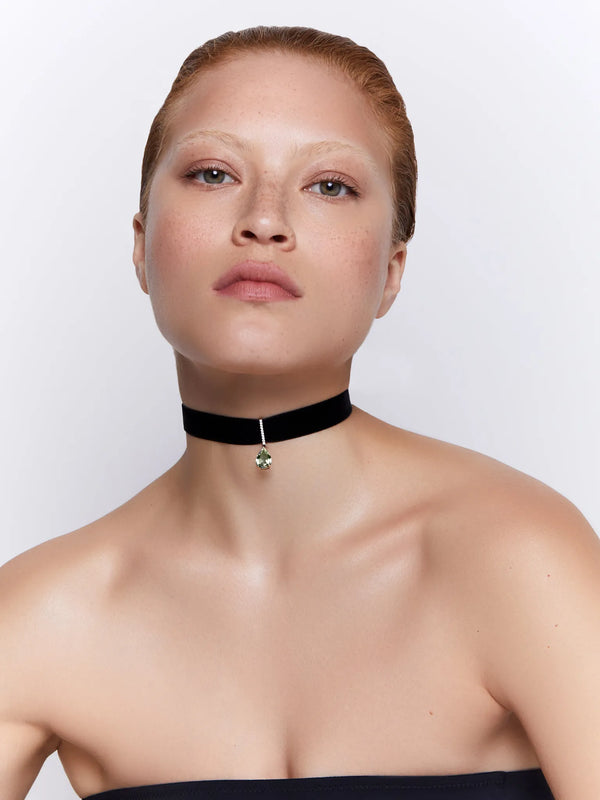 14kt Green Amethyst and Diamond Velvet ChokerMATEO Jewelry New York