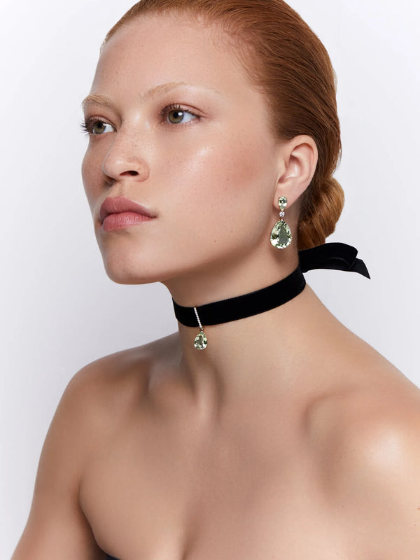 14kt Green Amethyst and Diamond Velvet ChokerMATEO Jewelry New York
