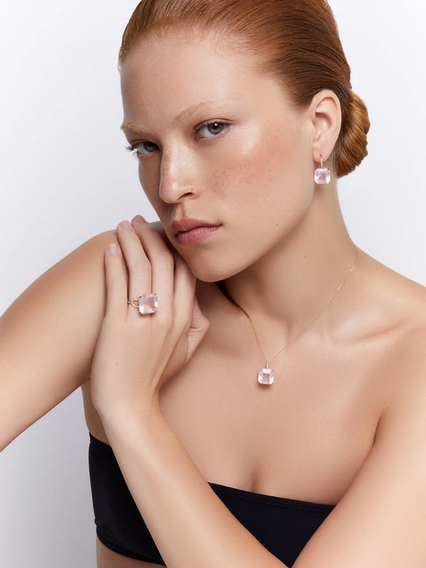 14kt Asscher Cut Pink Topaz Drop EarringsMATEO Jewelry New York