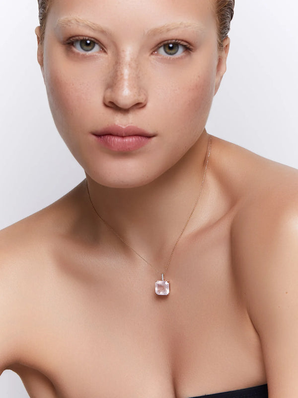 14kt Asscher Cut Pink Topaz NecklaceMATEO Jewelry New York