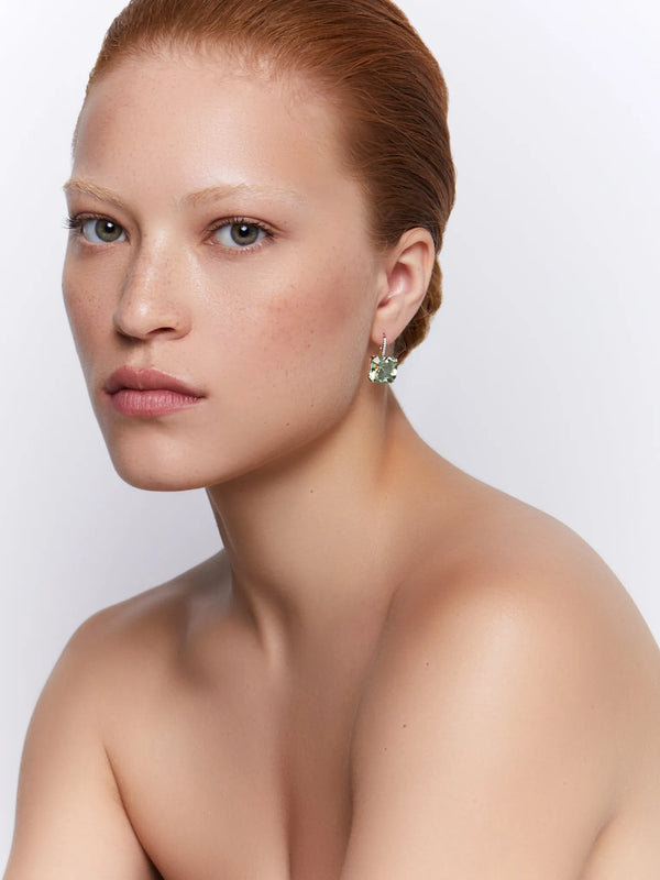 14kt Asscher Cut Green Amethyst Drop EarringsMATEO Jewelry New York