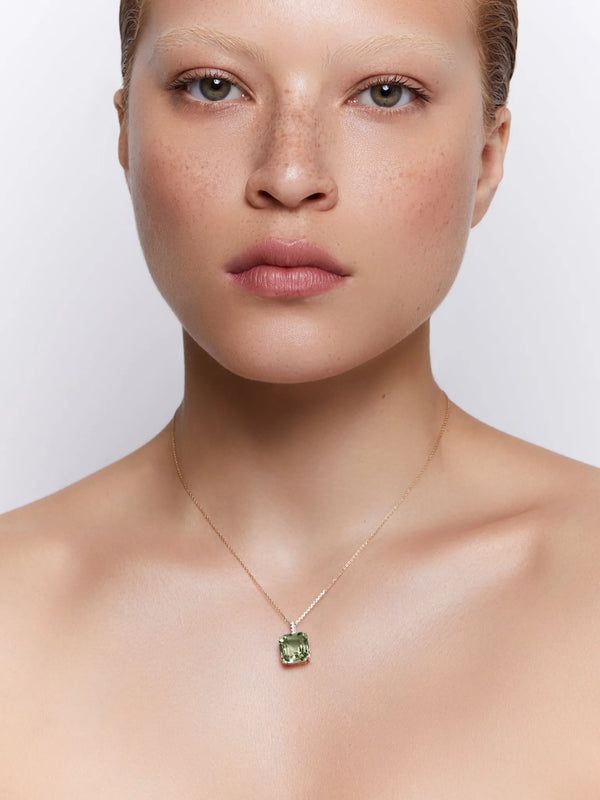14kt Asscher Cut Green Amethyst NecklaceMATEO Jewelry New York