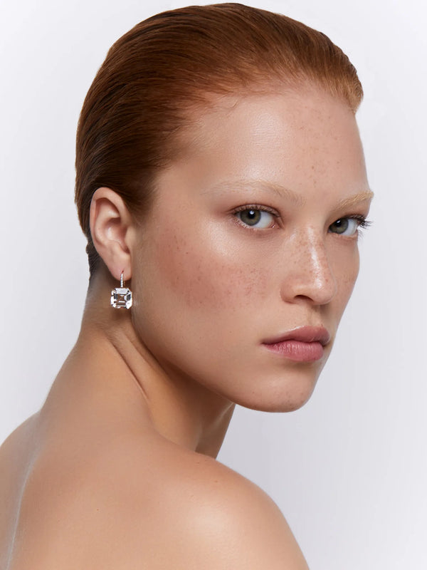 14kt Asscher Cut White Topaz Drop EarringsMATEO Jewelry New York