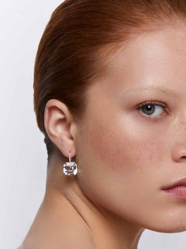 14kt Asscher Cut White Topaz Drop EarringsMATEO Jewelry New York