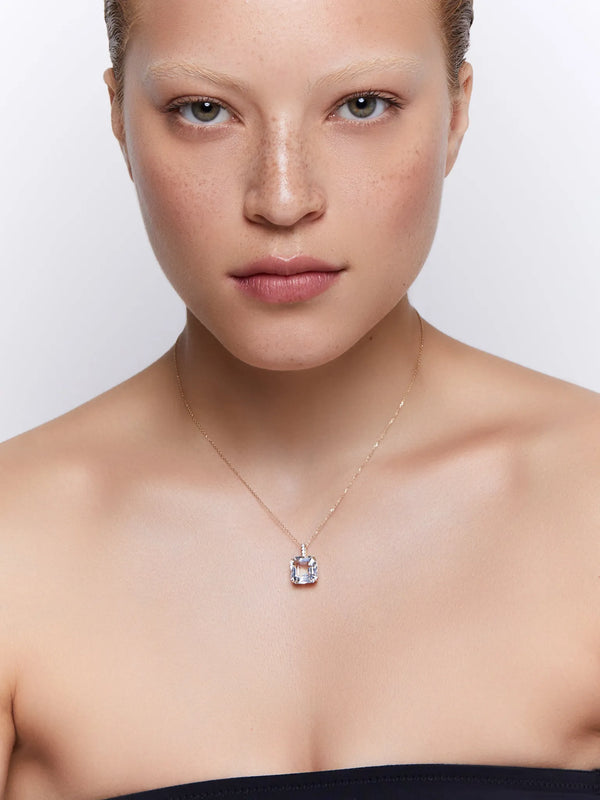 14kt Asscher Cut White Topaz NecklaceMATEO Jewelry New York