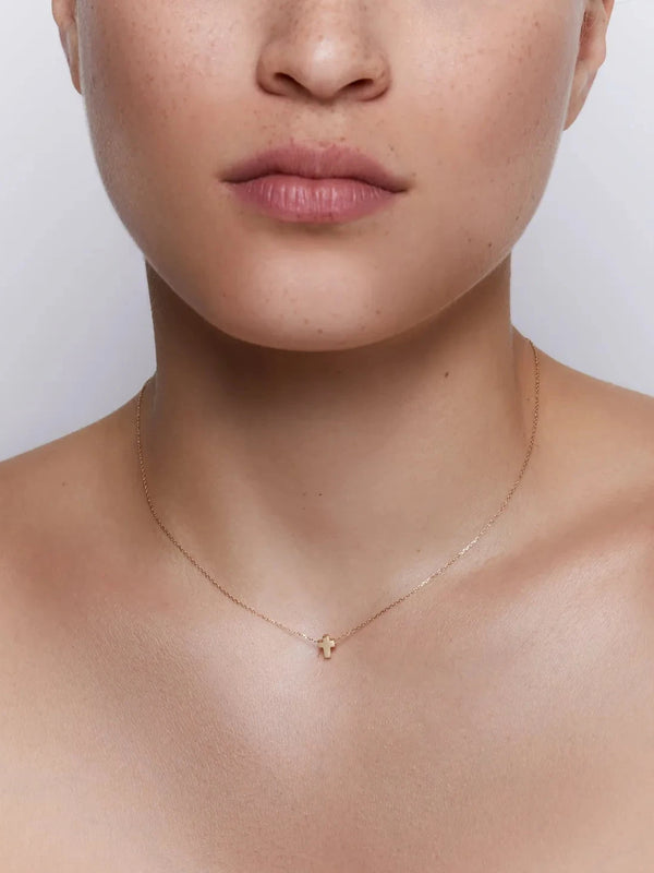 14kt Mini Suspended Cross NecklaceMATEO Jewelry New York