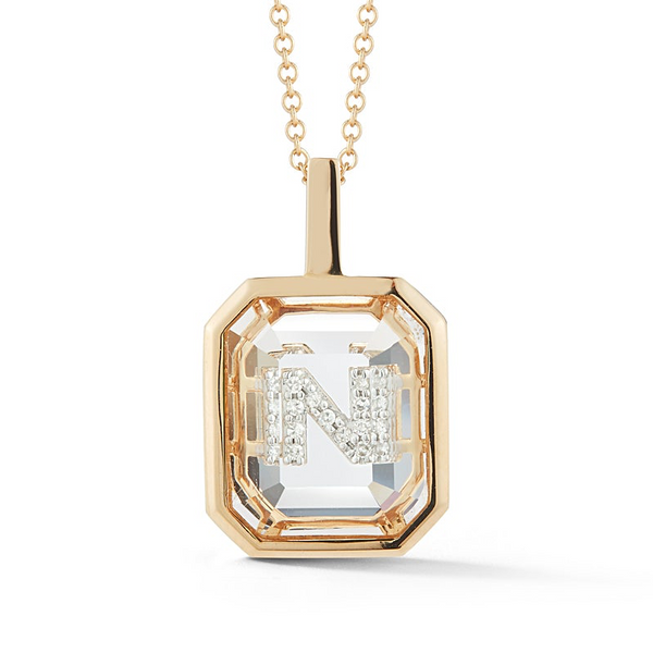 Gold Frame Secret Initial Necklace // A-Z