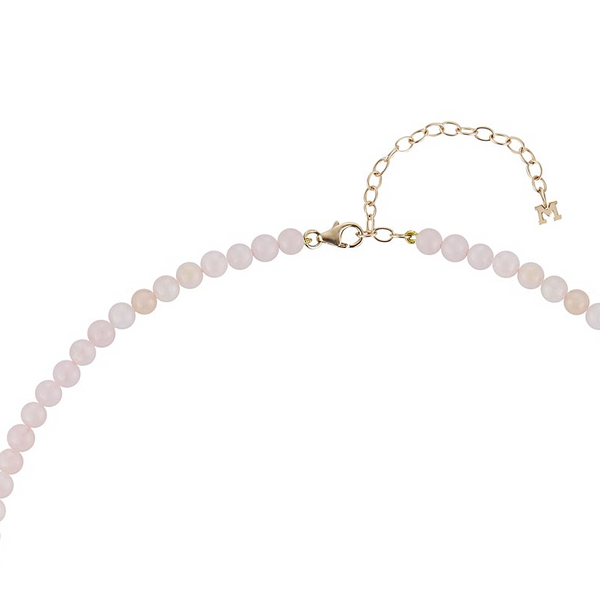 Gargantilha com contas de quartzo rosa