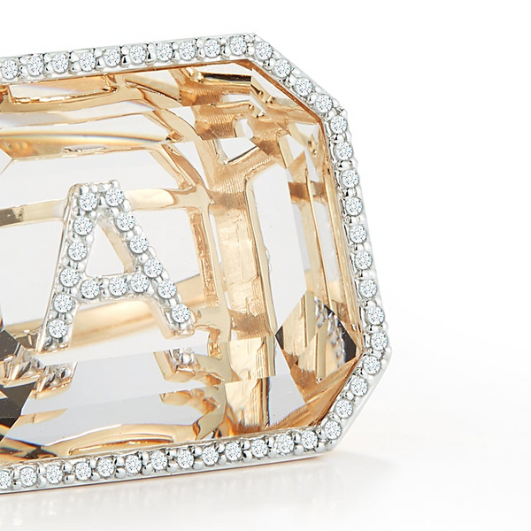 Large Diamond Frame Secret Initial Ring // A-Z