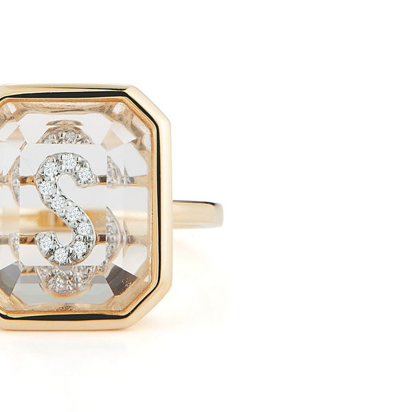 Gold Frame Secret Initial Ring // A-Z