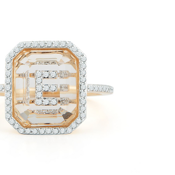 Diamond Frame Secret Initial Ring // A-Z