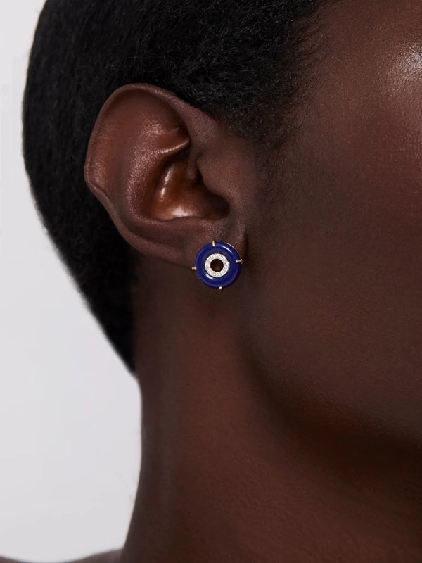 14kt Lapis Donut Diamond Inner Circle StudsMATEO Jewelry New York