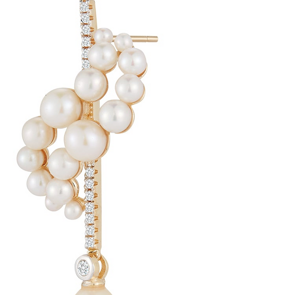Gold Pearl Curve Form Earrings