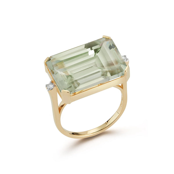 East West Green Amethyst RingMATEO Jewelry New York