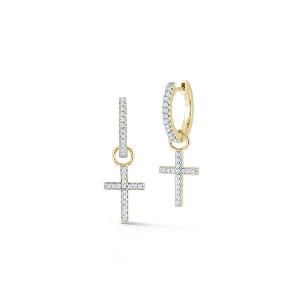 Argolas pequenas em Ouro 14k com Cruz Removível