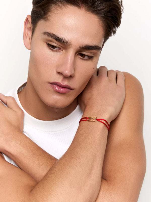 14kt Razor Blade on Red Nylon BraceletMATEO Jewelry New York