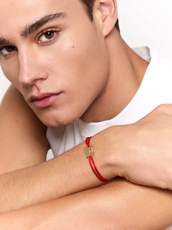 14kt Razor Blade on Red Nylon BraceletMATEO Jewelry New York