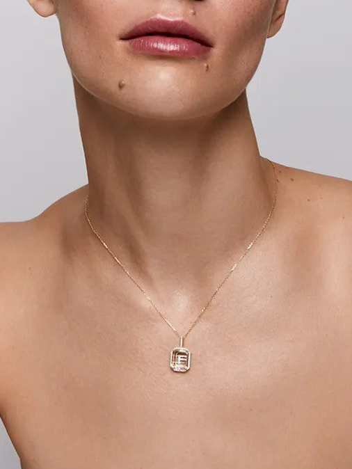 Diamond Frame Secret Initial Necklace // A-Z