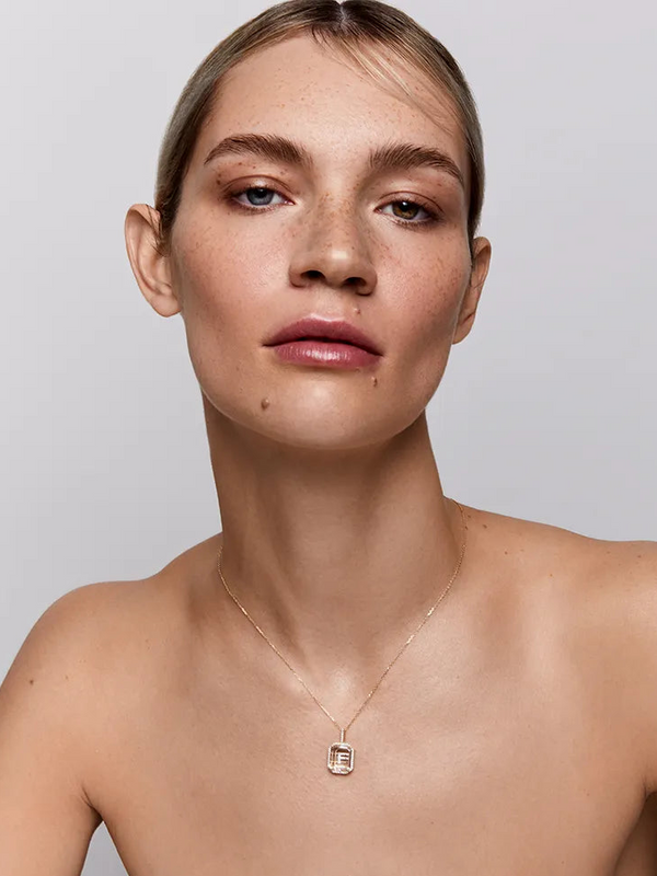 Diamond Frame Secret Initial Necklace // A-Z