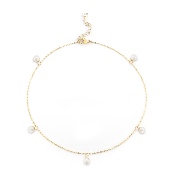 14kt Gold 5 Point Pearl Anklet