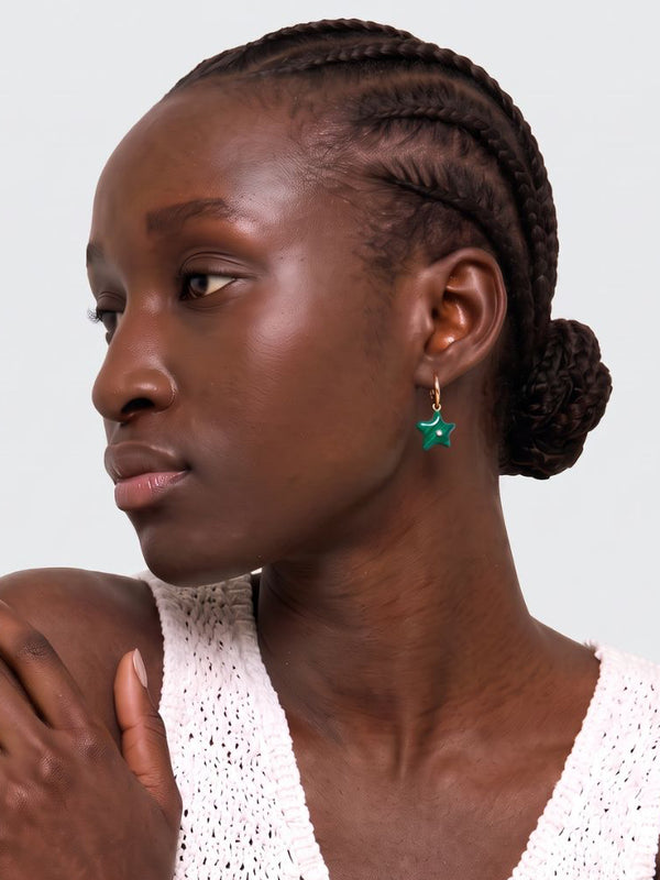 Malachite Starfish Drop Earrings