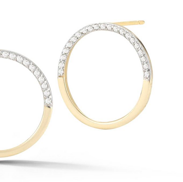 Gold Halfmoon Diamond Hoops