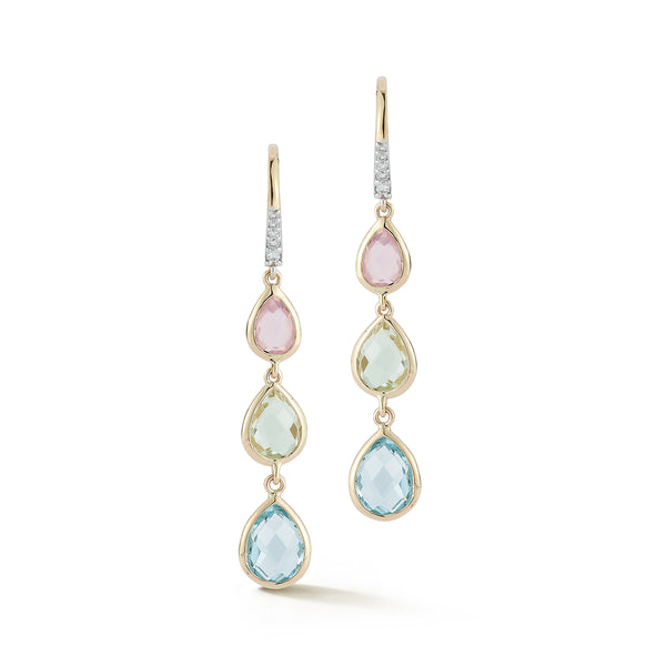 Bezeled Tiered Gemstone Earrings