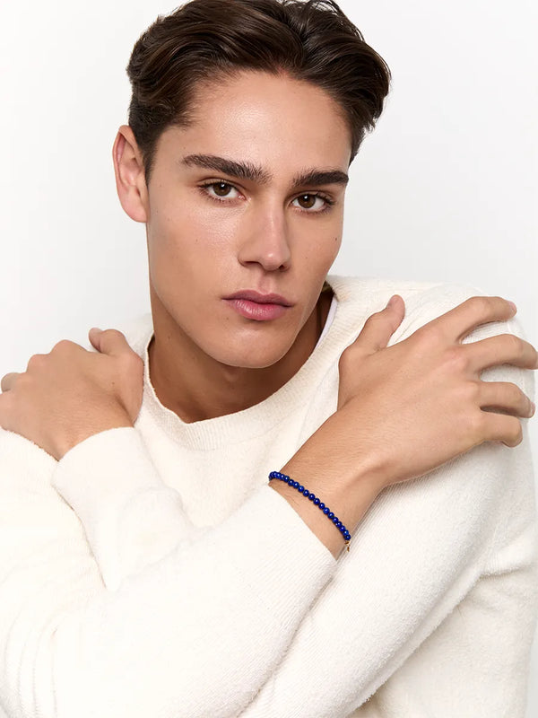 14kt 4mm Lapis Beaded BraceletMATEO Jewelry New York