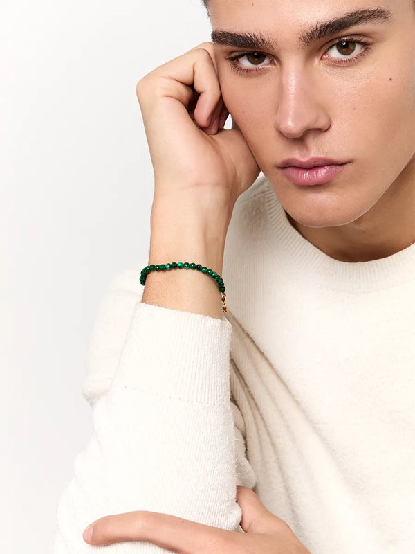 14kt 4mm Malachite Beaded BraceletMATEO Jewelry New York