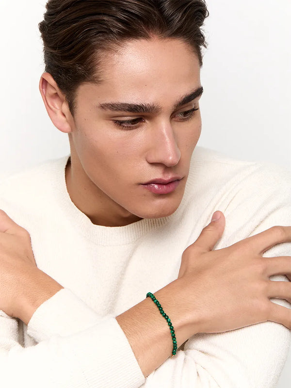 14kt 4mm Malachite Beaded BraceletMATEO Jewelry New York