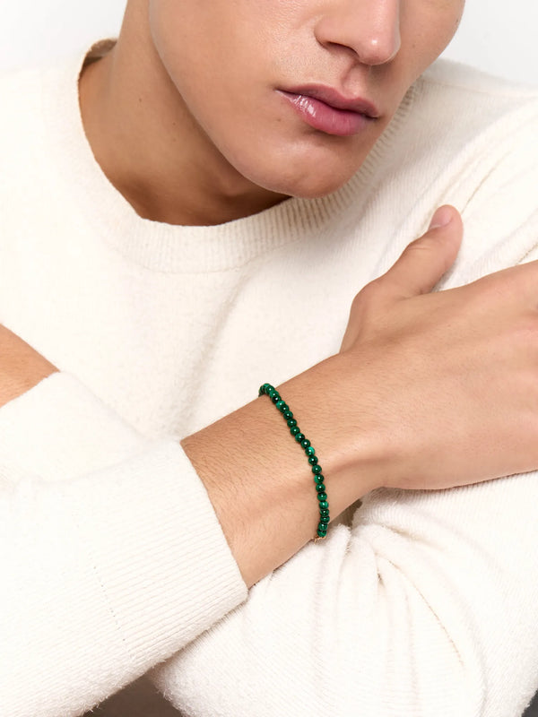 14kt 4mm Malachite Beaded BraceletMATEO Jewelry New York