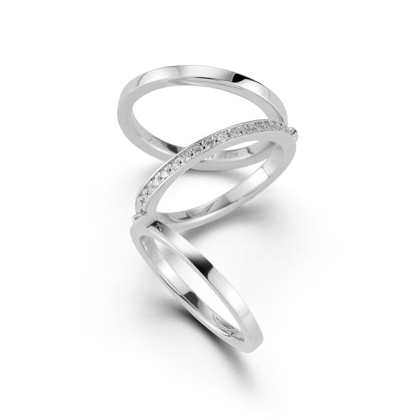 Center Diamond Row Accordion Ring