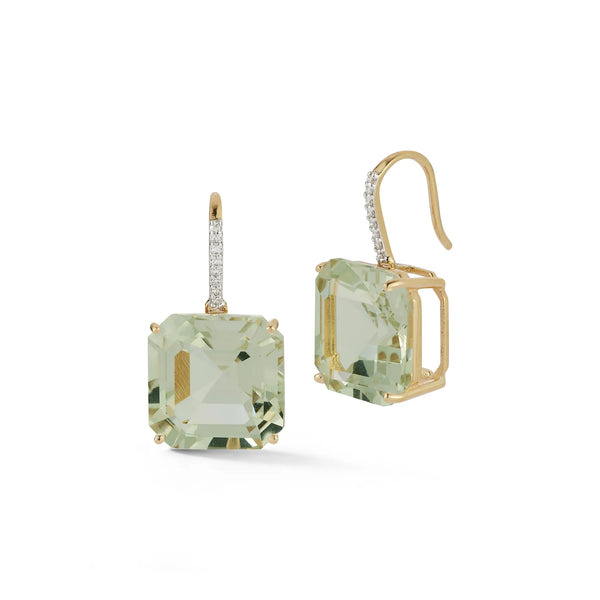 14kt Asscher Cut Green Amethyst Drop EarringsMATEO Jewelry New York