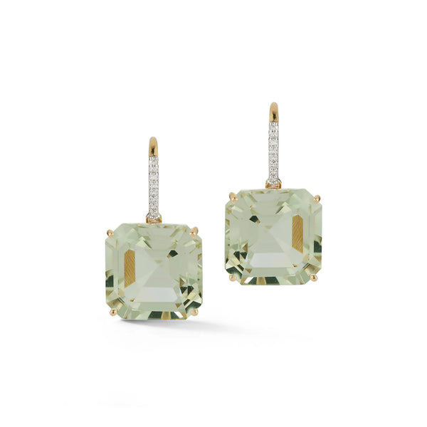 14kt Asscher Cut Green Amethyst Drop EarringsMATEO Jewelry New York