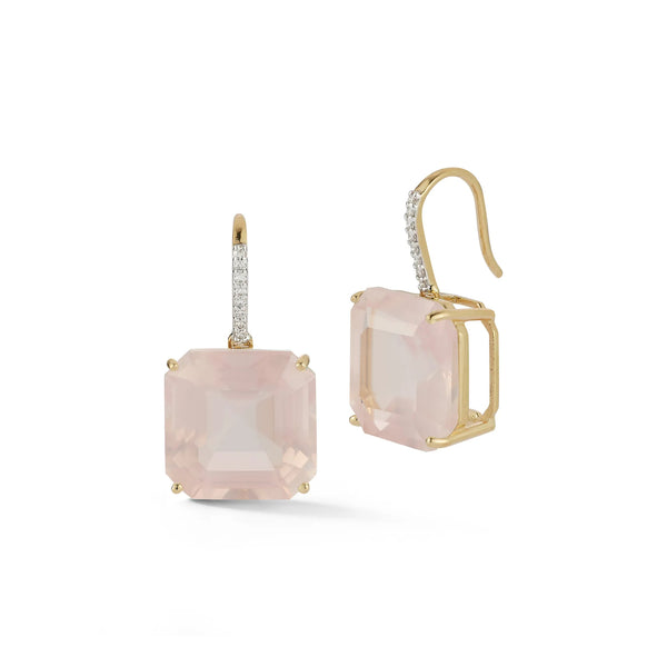 14kt Asscher Cut Pink Topaz Drop EarringsMATEO Jewelry New York