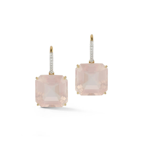 14kt Asscher Cut Pink Topaz Drop EarringsMATEO Jewelry New York
