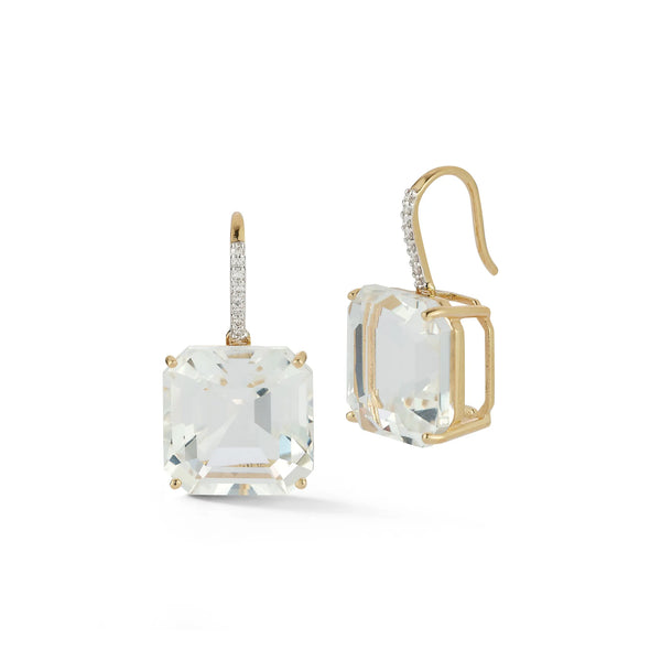 14kt Asscher Cut White Topaz Drop EarringsMATEO Jewelry New York