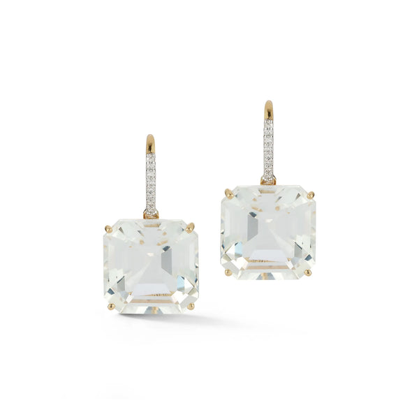 14kt Asscher Cut White Topaz Drop EarringsMATEO Jewelry New York